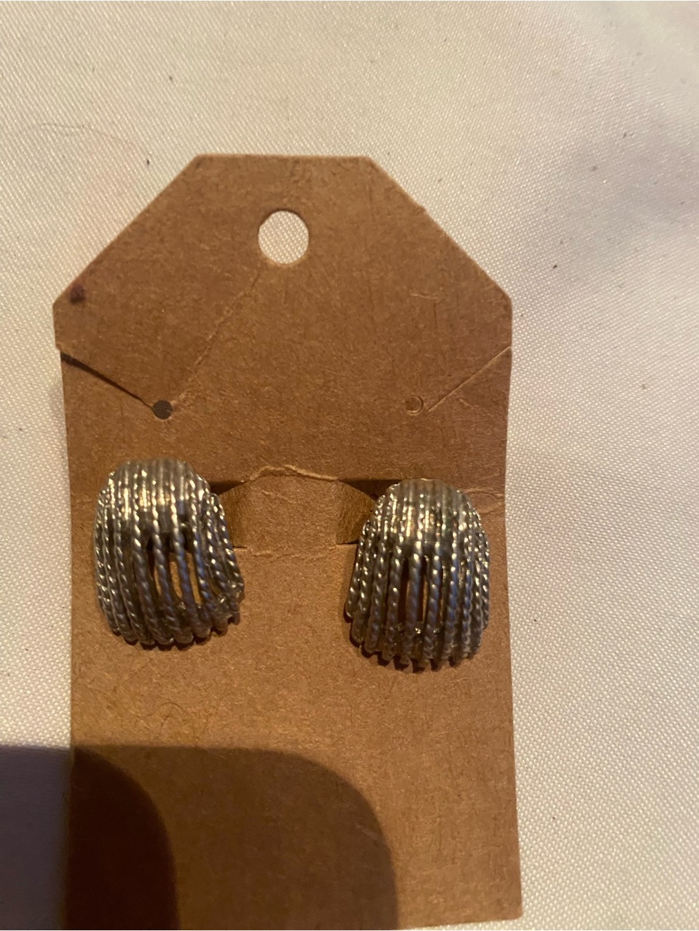 Silver Textured Dome Clip Earrings - Women's Jewelry